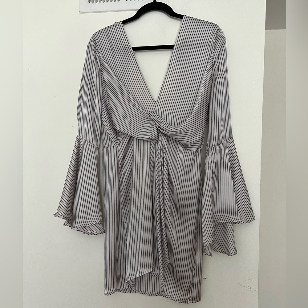 MISSGUIDED Long Sleeve Ruffle Wrap Mini Dress
